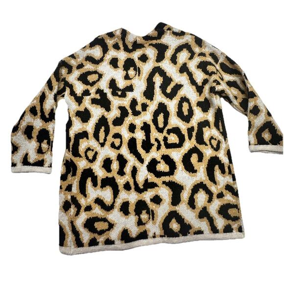 Anthropologie Maeve Cardigan Womens Size Medium Open Oversized Leopard Knit - Picture 8 of 8